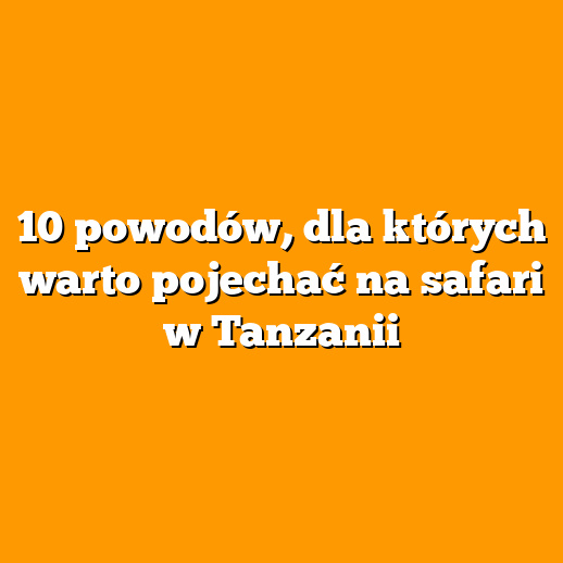 10 powodów, dla których warto pojechać na safari w Tanzanii