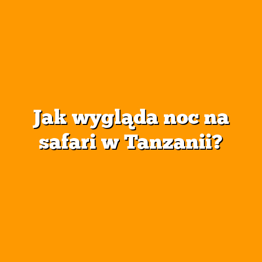 Jak wygląda noc na safari w Tanzanii?