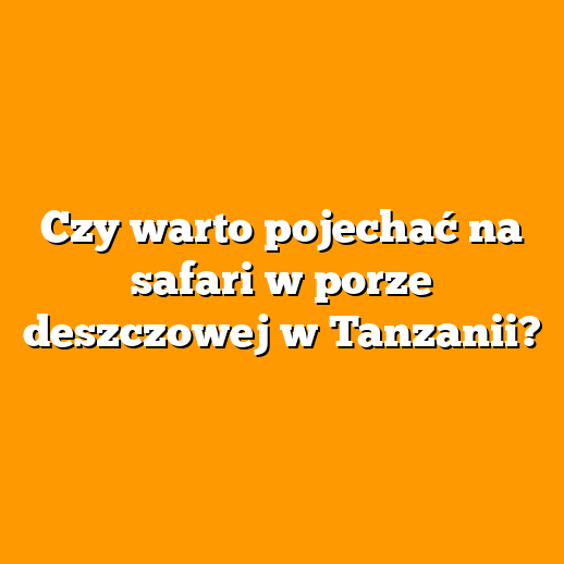 Czy warto pojechać na safari w porze deszczowej w Tanzanii?